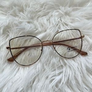 Blue light blocking Fashion Large Frame Rose Gold  and sparkle Glasses
